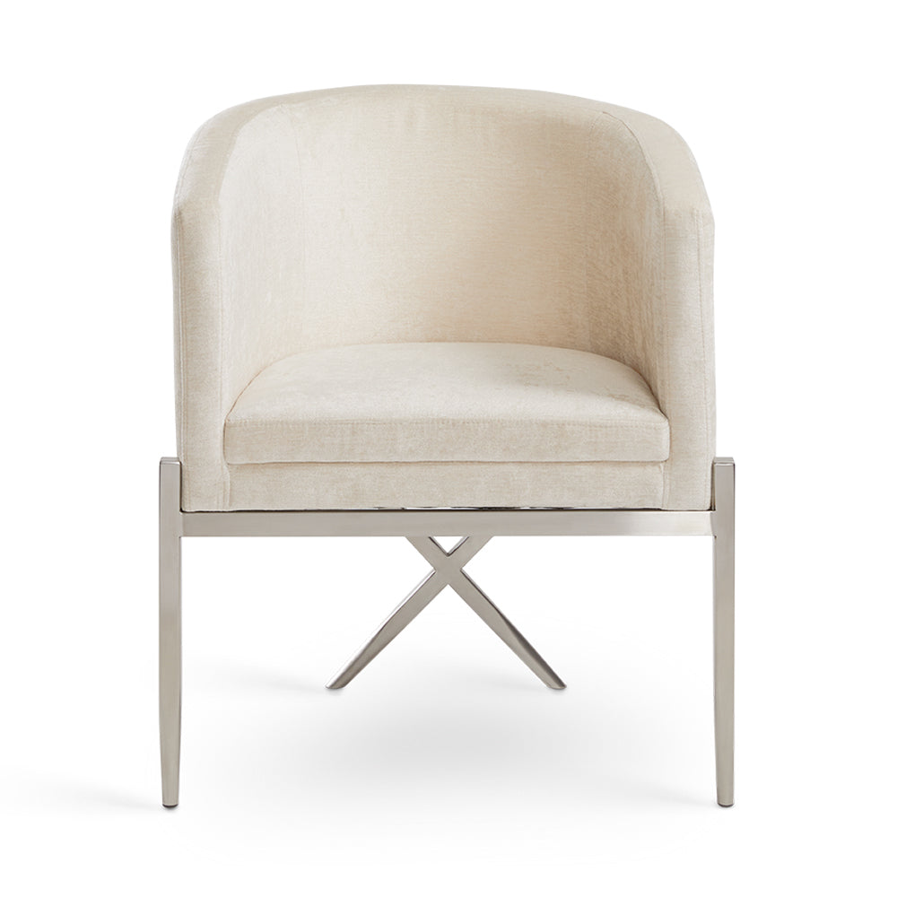 ANTON CHAIR GY-AC-8391 ivory fabric BRUSHED STEEL