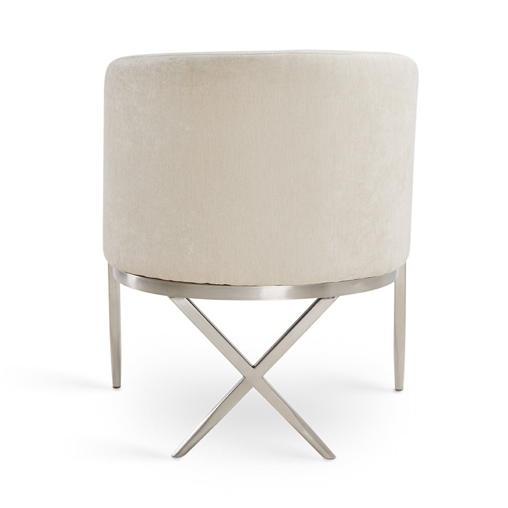 ANTON CHAIR GY-AC-8391 ivory fabric BRUSHED STEEL