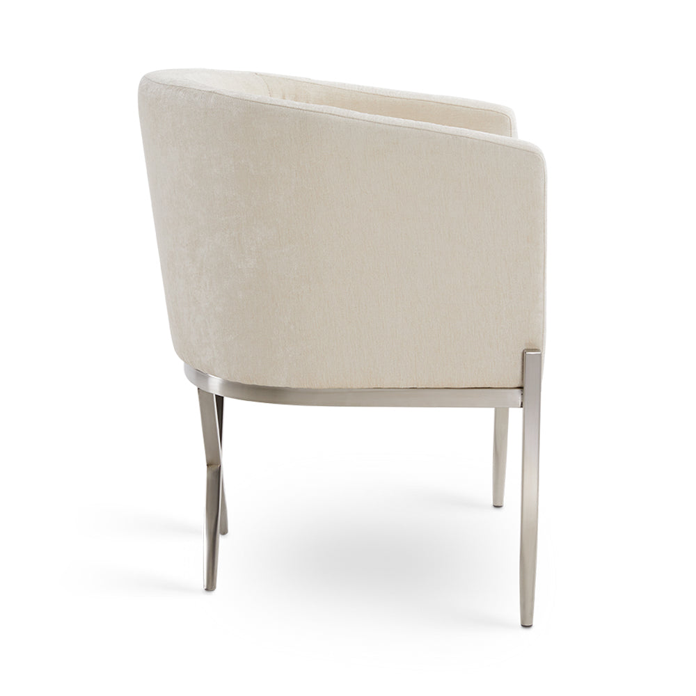 ANTON CHAIR GY-AC-8391 ivory fabric BRUSHED STEEL