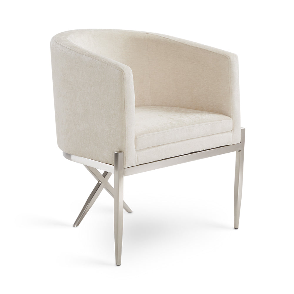 ANTON CHAIR GY-AC-8391 ivory fabric BRUSHED STEEL