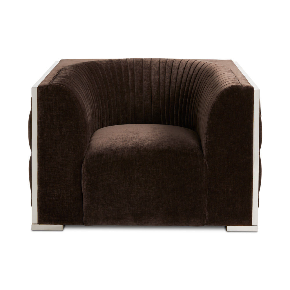 BERGEN chair GY-AC-8527 Contessa-Java color polished steel finish