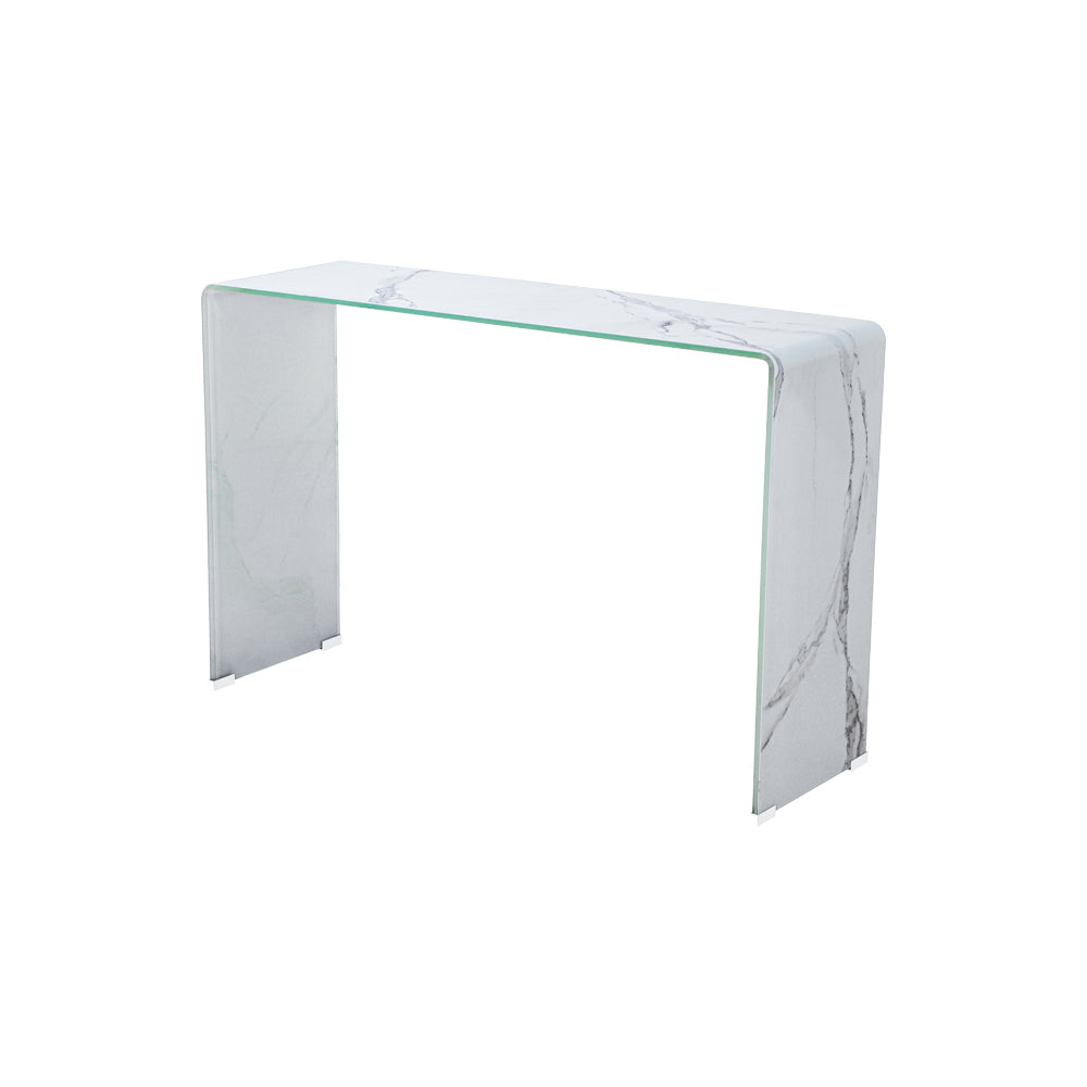 MARBLE LOOK BENT GLASS CONSOLE TABLE GY-CST-801