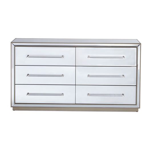 Mirrored 6 drawers chest GY-LG137-6 Antique Gold paint Frame  grey mirror/soft closing rails