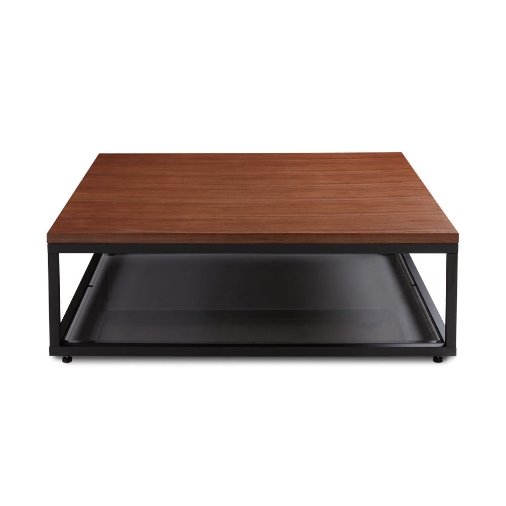 CLIFFORD Coffee Table 101.5 x101.5 cm Walnut veneer top Grey bottom shelf
