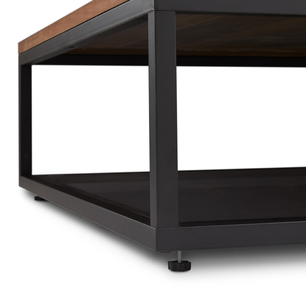 CLIFFORD Coffee Table 101.5 x101.5 cm Walnut veneer top Grey bottom shelf