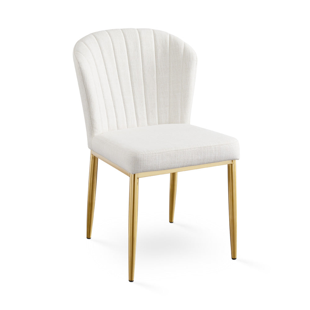 Shell Chair Beige linen KXNK-
Frame: Stainless steel with  brushed gold finish