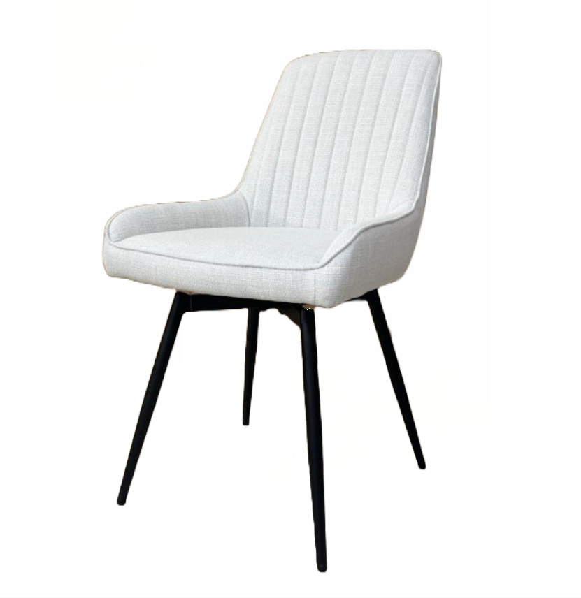 EMMA SWIVEL DINING CHAIR GY-DC-1916BK LIGHT GREY LINEN BLACK LEGS