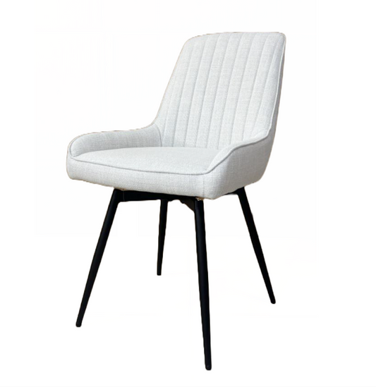 EMMA SWIVEL DINING CHAIR GY-DC-1916BK LIGHT GREY LINEN BLACK LEGS