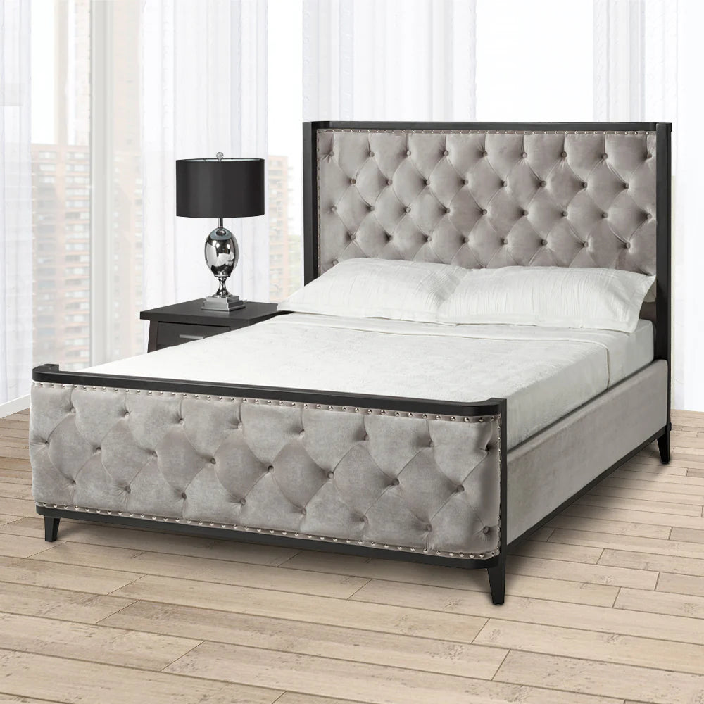 SWIRE BED QUEEN - Grey Velvet