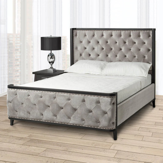 SWIRE BED QUEEN - Grey Velvet