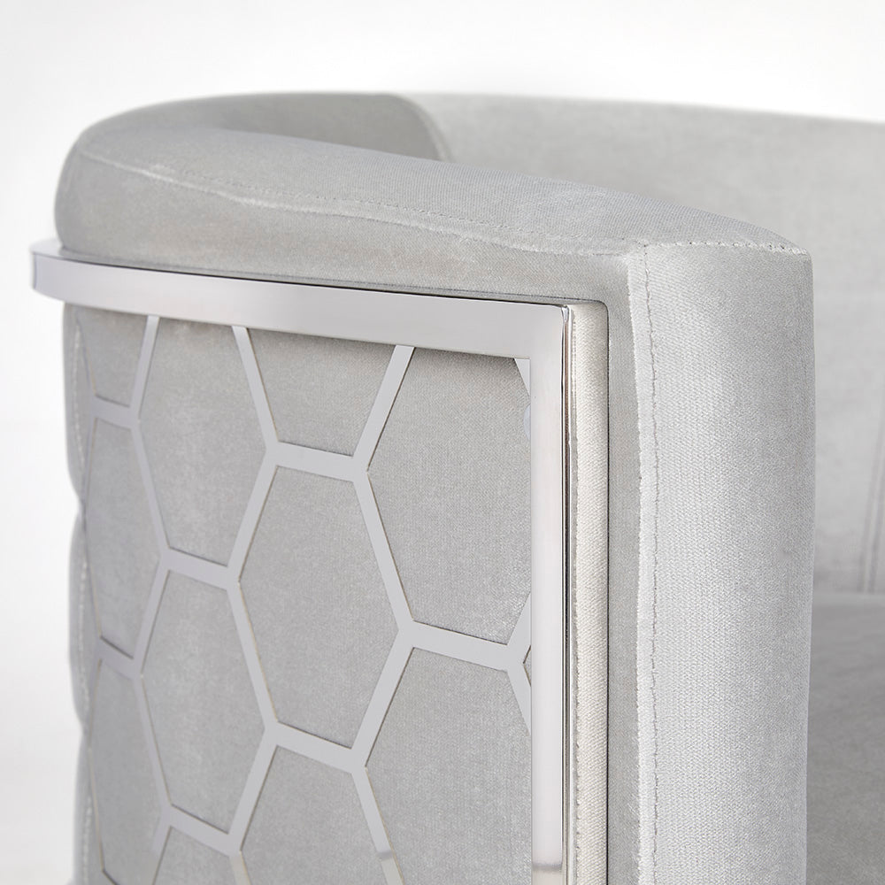 HONEYCOMB Accent Chair GY-AC-8148 Grey velvet