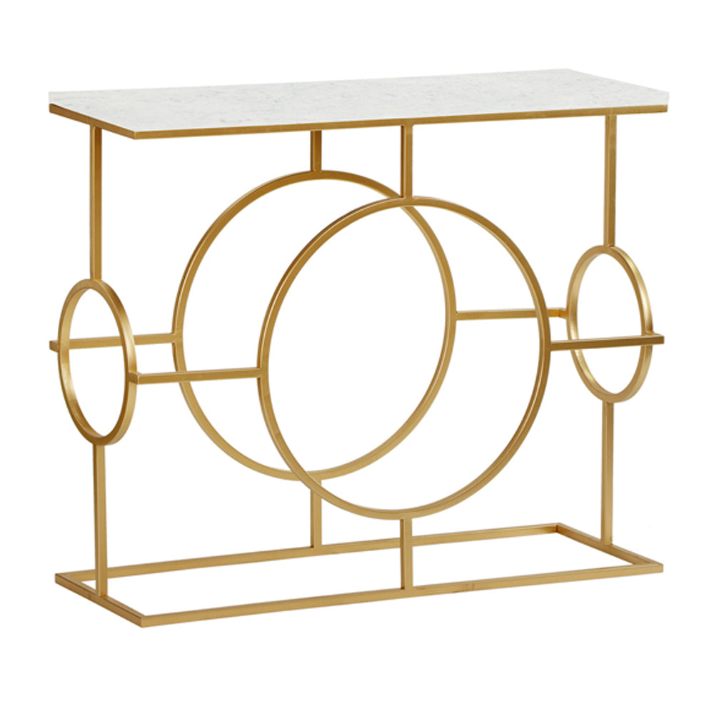 HARRISON  Console Table GY-White Marble Top Gold Steel base