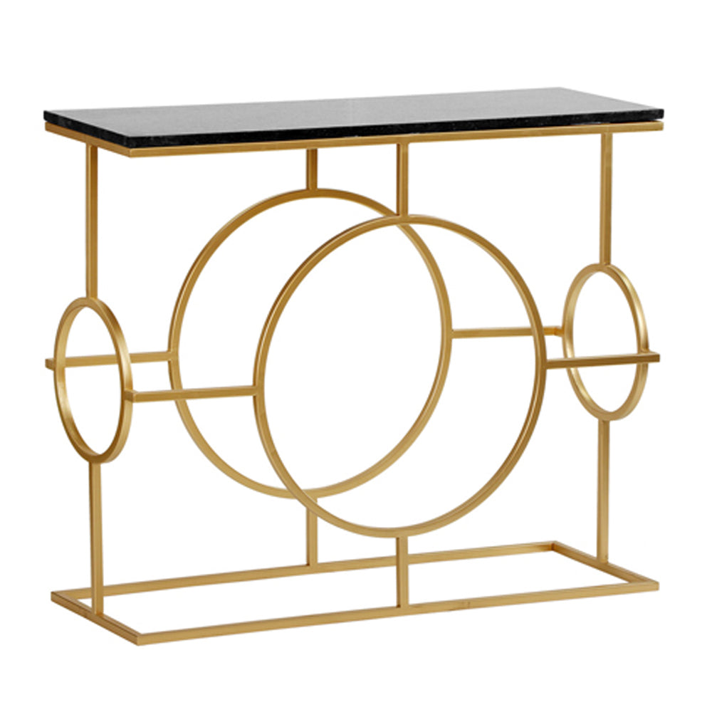 HARRISON  Console Table GY- Black Marble Top Gold Steel base