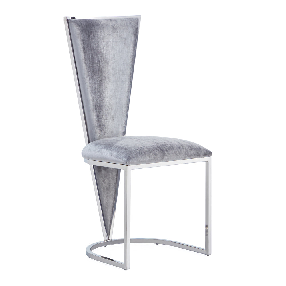 TURIN GY-DC-8532 Dining Chair E-Grey Velvet Polished steel frame