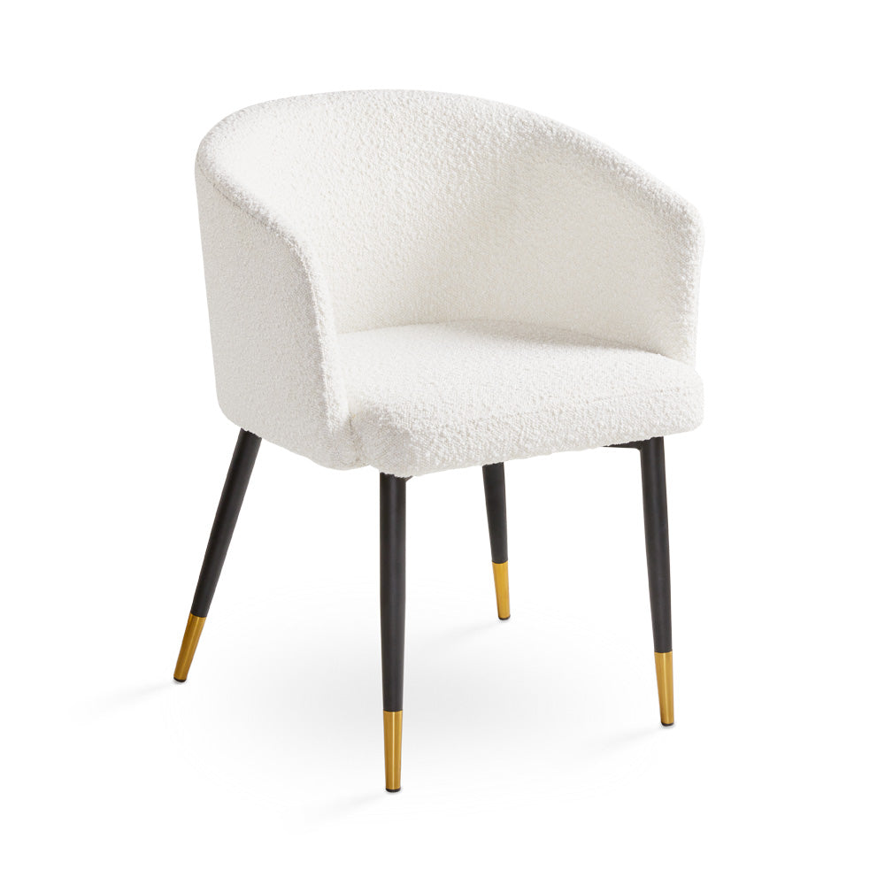JORDAN CHAIR GY-DC-810 White Boucle Bella #1 black legs with gold caps