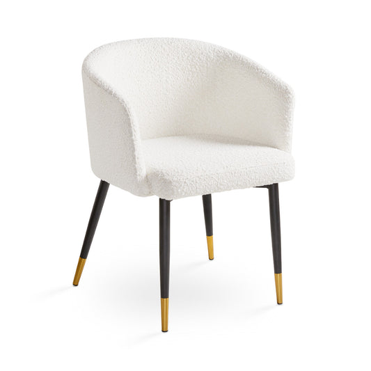 JORDAN CHAIR GY-DC-810 White Boucle Bella #1 black legs with gold caps