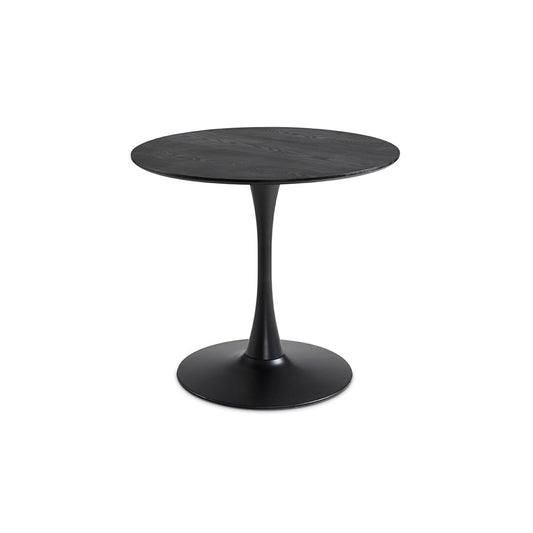 TULIP Round Dining Table Ash Wood Veneer Black Base