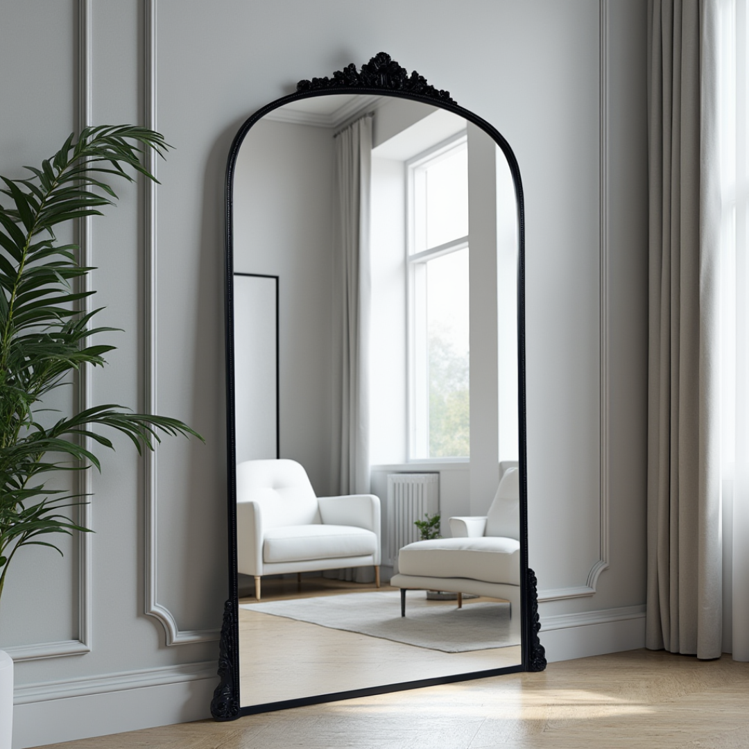 Lorraine Floor Mirror: Matte Black Frame