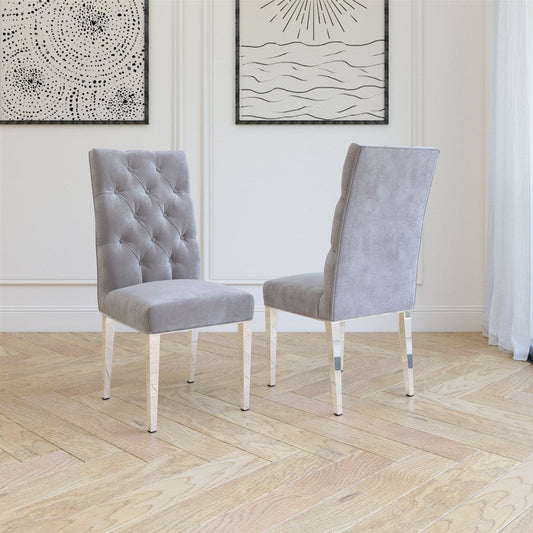 LESLIE Dining Chair GY-282 Charcoal Velvet w/ Steel Legs