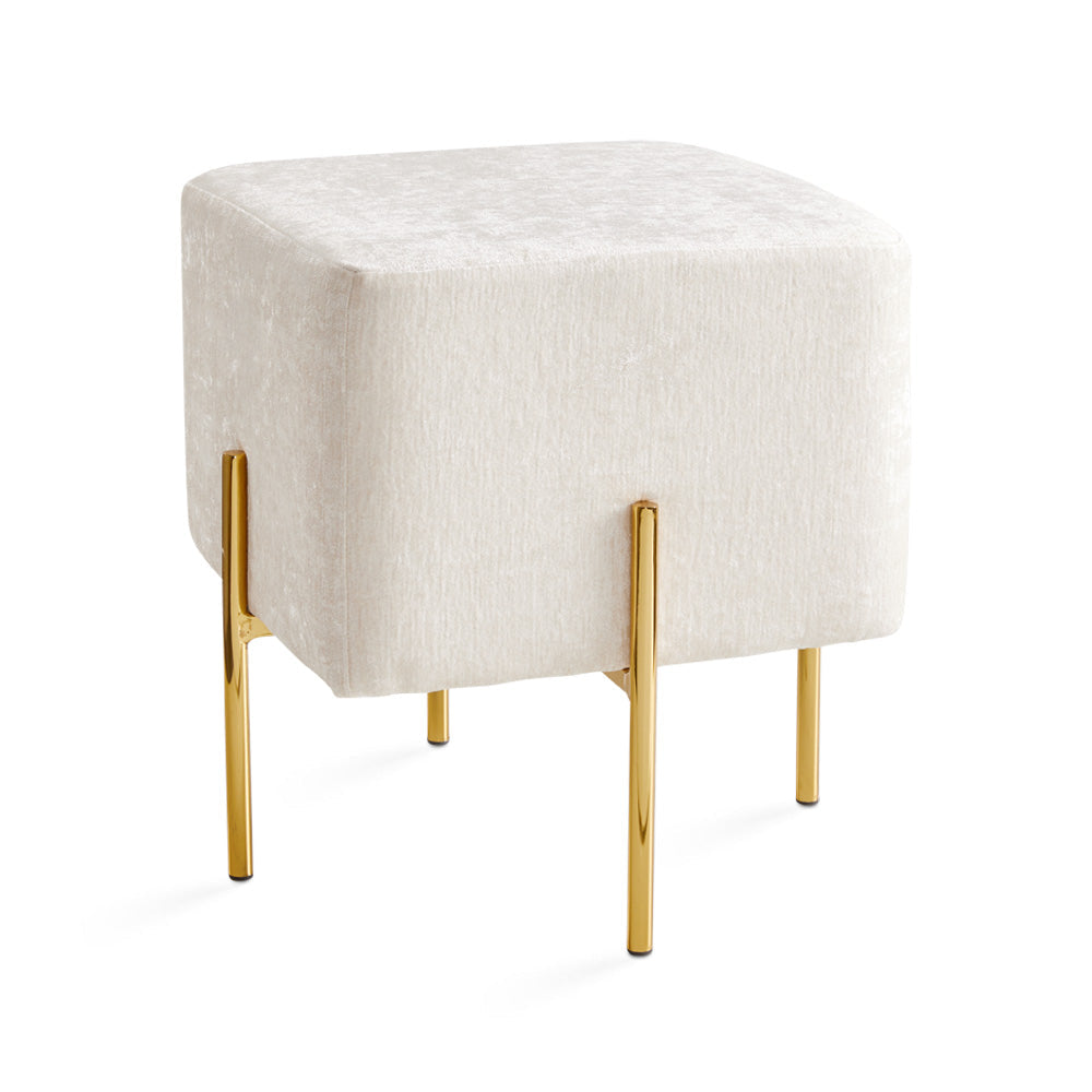 KUBE S Ottoman GY-BEN-7772G Ivory linen Gold legs