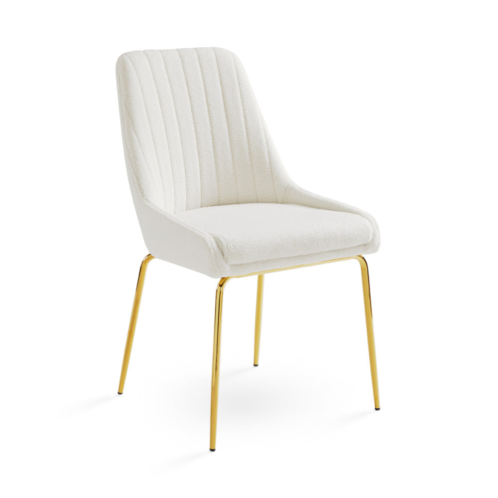 MOIRA CHAIR GY-1977G Boucle Fur fabric  GOLD POLISHED LEG
