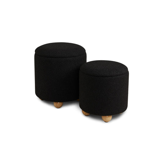 BENEDICT Storage Ottomans (Set of 2) GY-OT-1424-2 Black boucle