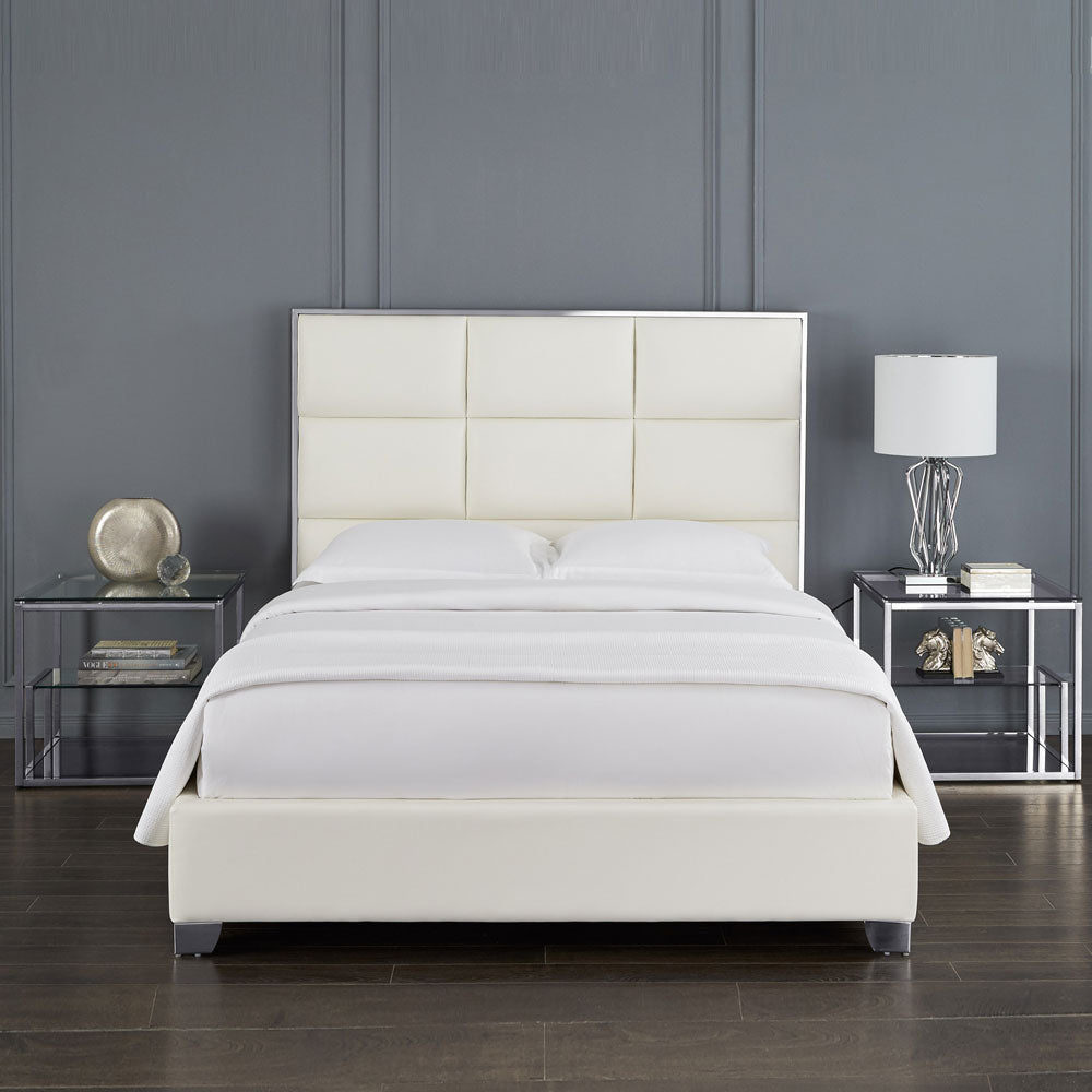 BLAIR QUEEN BED - White PU