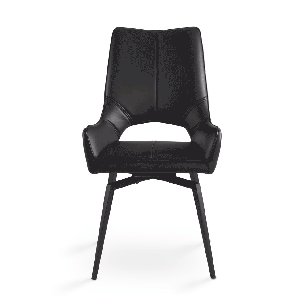 BROMLEY Dining Chair GY-DC-8388BK BLACK PU BLACK METAL LEGS