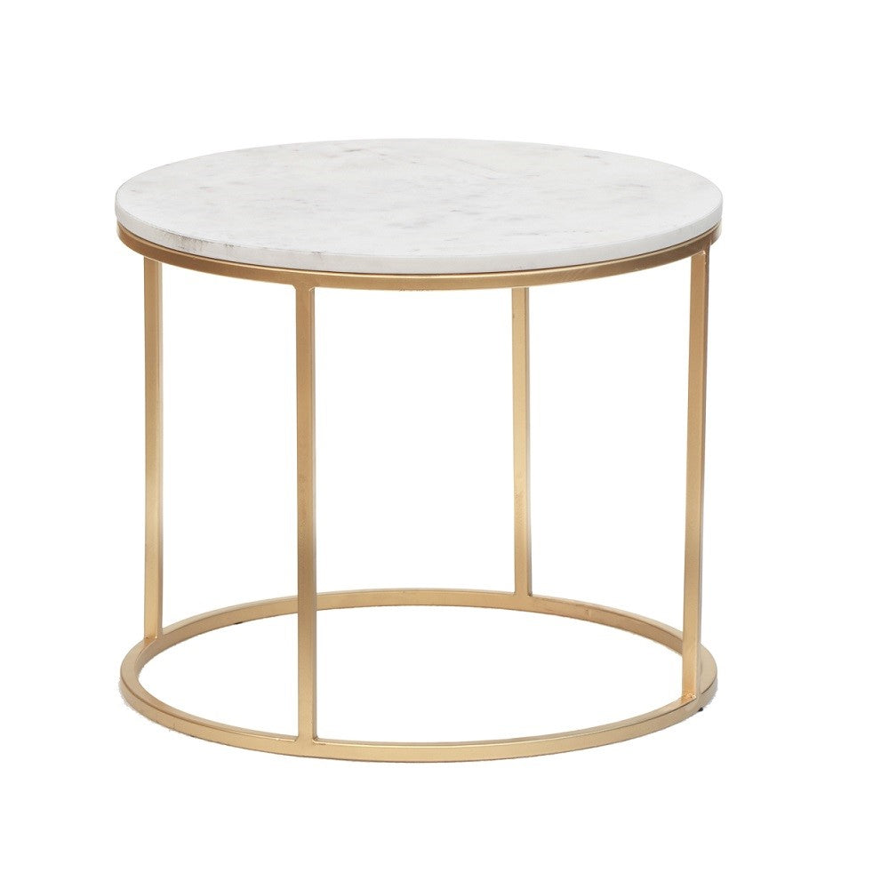 AMELIA End Table  Marble Top Gold steel base