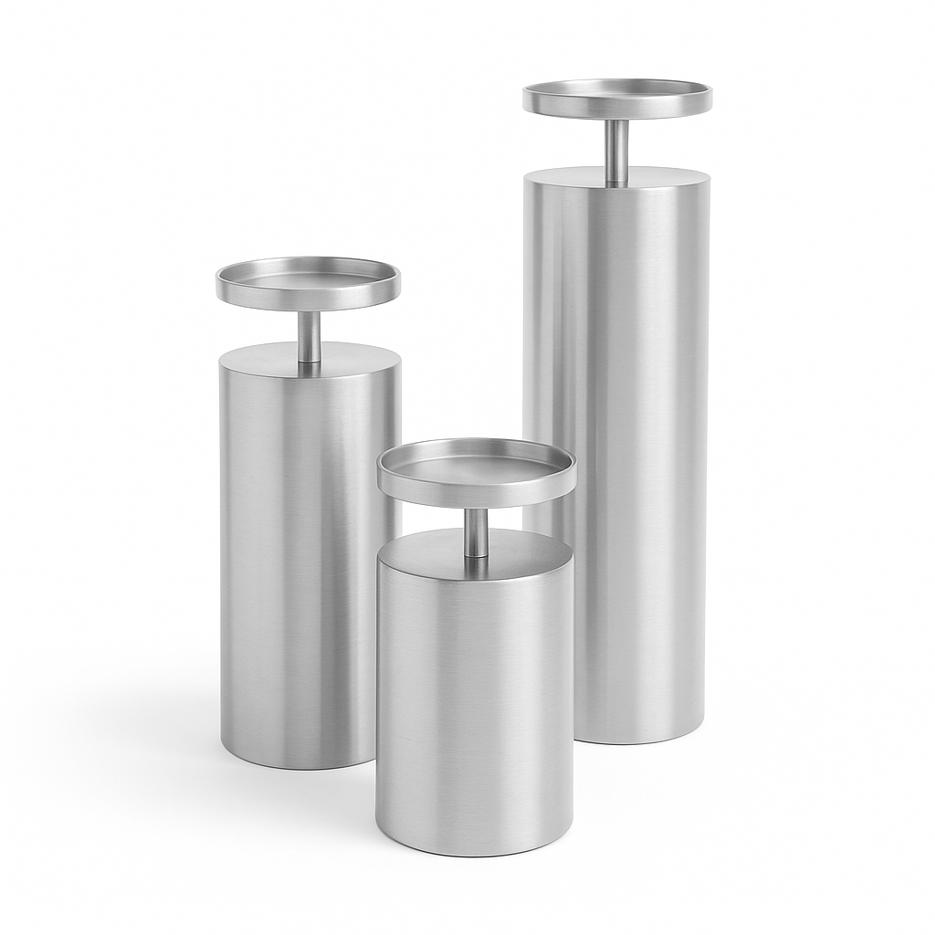 RAYA PILLAR CANDLE HOLDER SILVER GY-17SVL (SET OF 3)