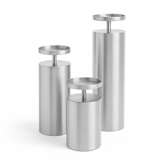 RAYA PILLAR CANDLE HOLDER SILVER GY-17SVL (SET OF 3)