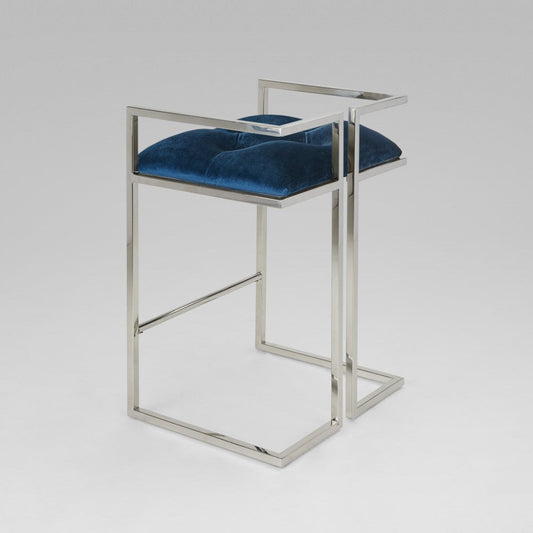 CORALIE Counter Chair GY-COU-8051 Silver Satin w/ steel base