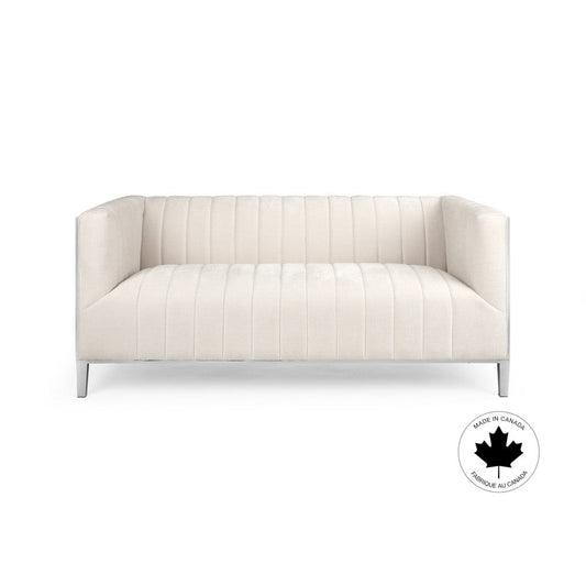 CONRAD Loveseat GY-LS-7992 Silver Satin w/ steel frame