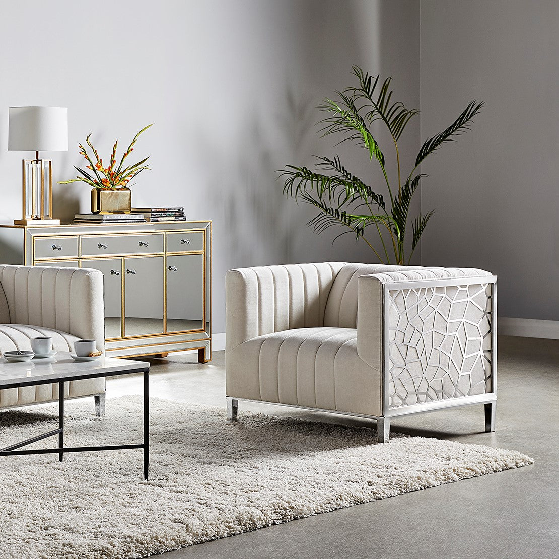 CONRAD Accent chair GY-7992 Silver Satin w/ Steel frame