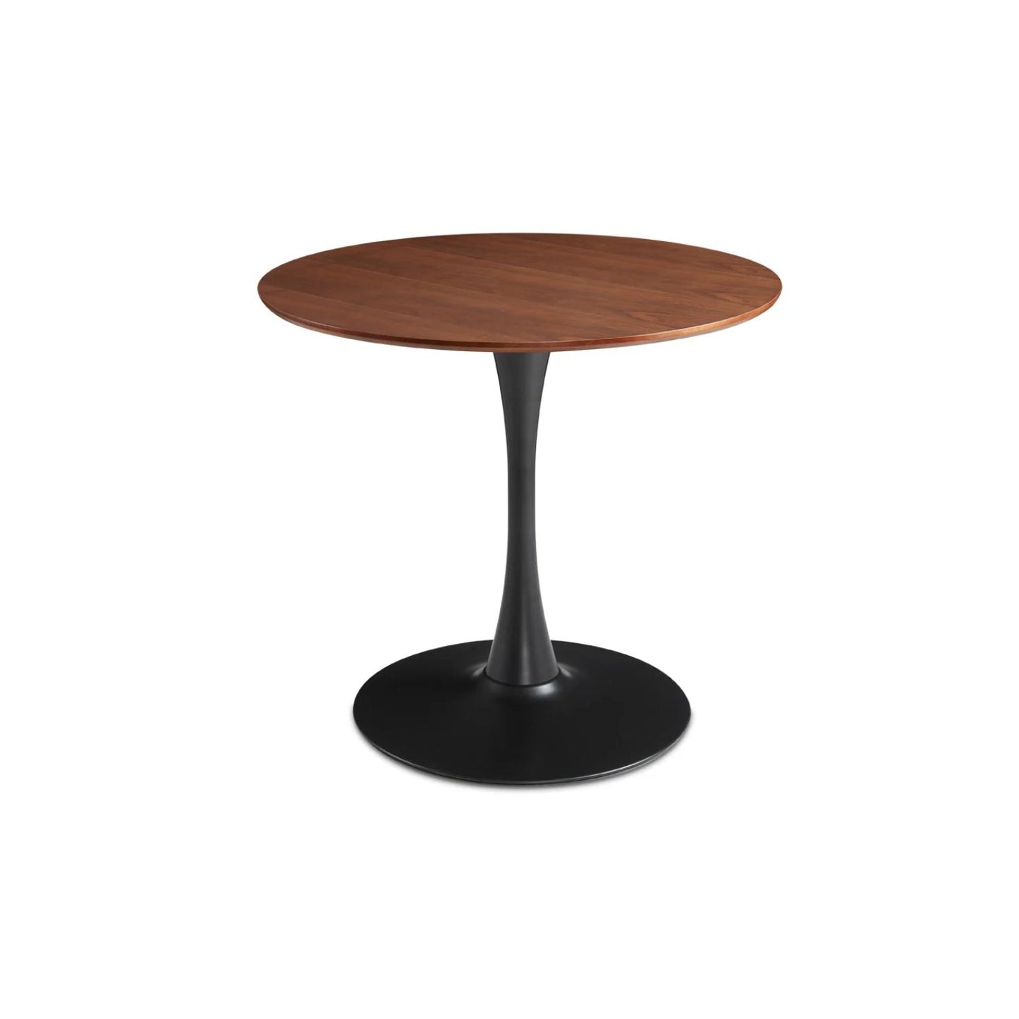 TULIP Round Dining Table Walnut Veneer Black Base