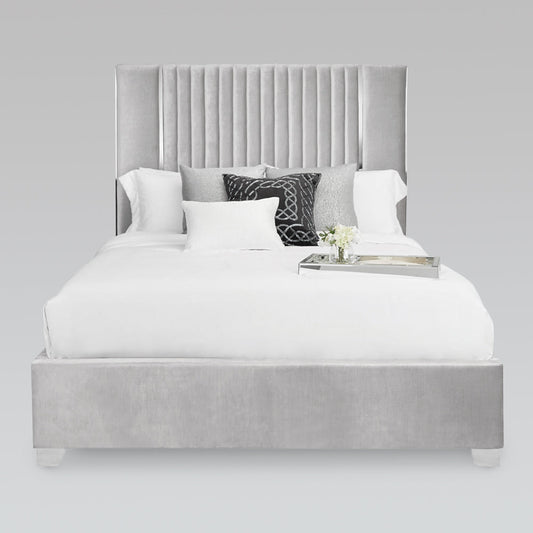 HAMILTON Queen Bed GY-BED-8229 Premiun Grey Velvet