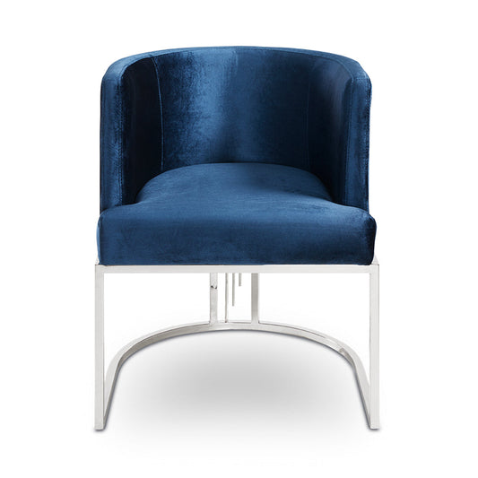 THEO chair GY-DC-8517 blue velvet polished steel finish