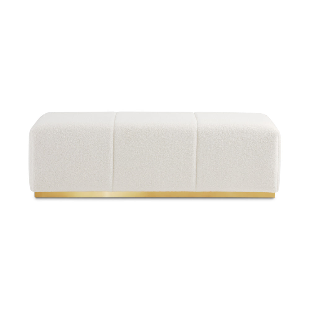 NELLY BENCH GY-BEN-8583BG brushed gold base with white fur