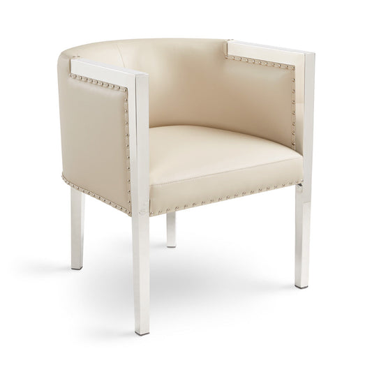 ELVIS Accent Chair GY-AC-7988 Stainless Steel legs Taupe Cream