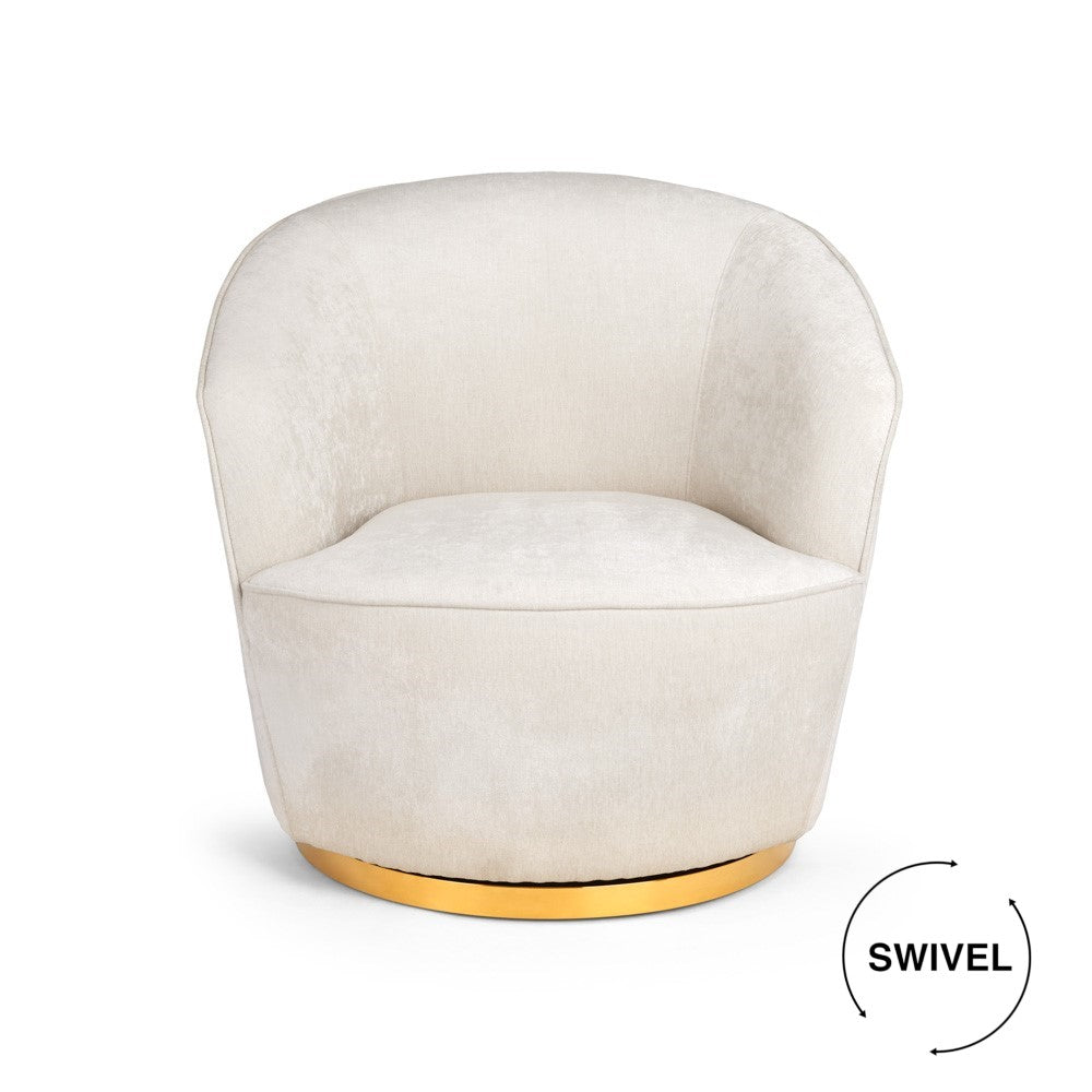 LUCIEN CHAIR GY-AC-8368G Brilliant Ivory Gold Tone Steel legs
