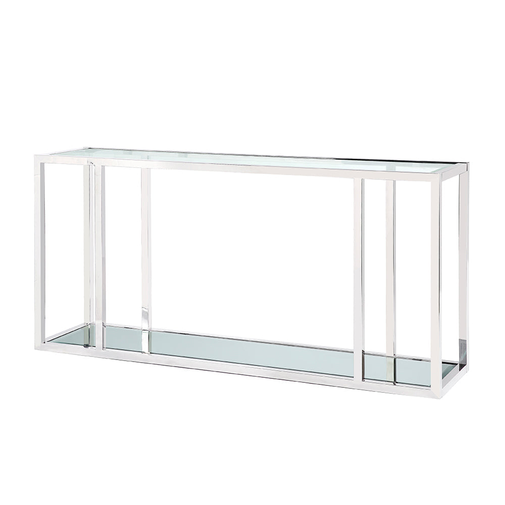 CASPIAN Console Table GY-CST-8206 Stainless Steel frame, glass & mirror tops