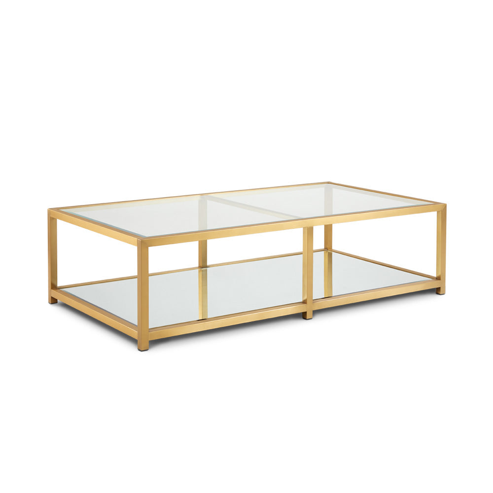 CASPIAN Coffee Table GY-CT-8206RECT-BG BRUSHED GOLD, tempered glass top with mirror base 150x80x40cm