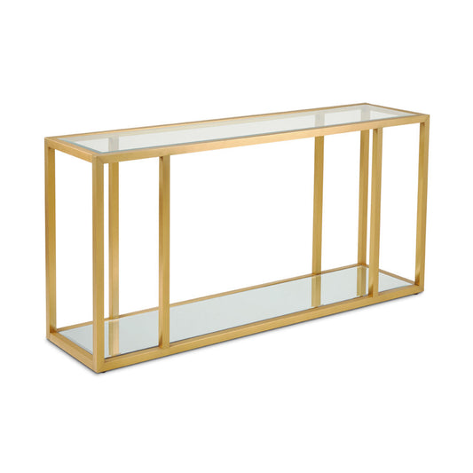 CASPIAN Console Table GY-CST-8206-BG BRUSHED GOLD, tempered glass with mirror base