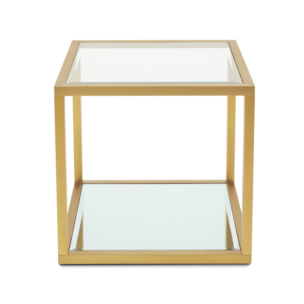 CASPIAN End Table GY-ET-8206-BG BRUSHED GOLD, tempered glass top with mirror base 60*60*60cm
