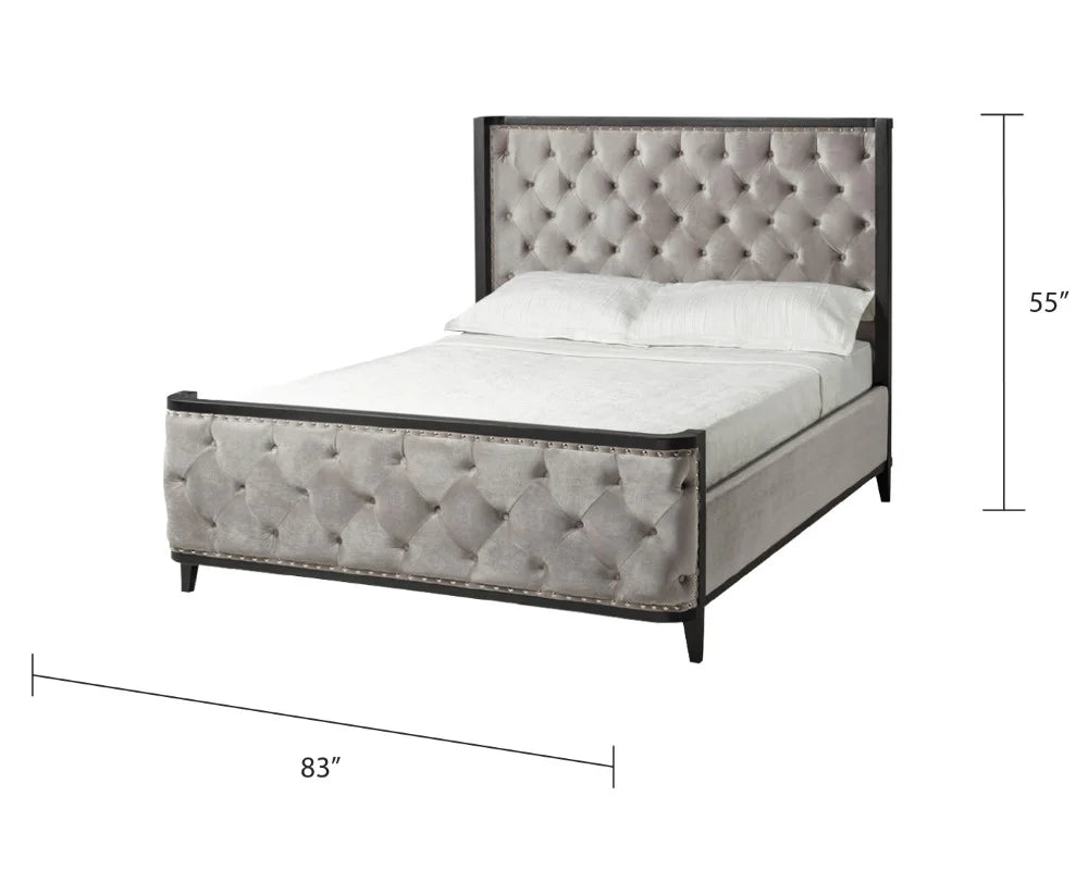 SWIRE BED QUEEN - Grey Velvet