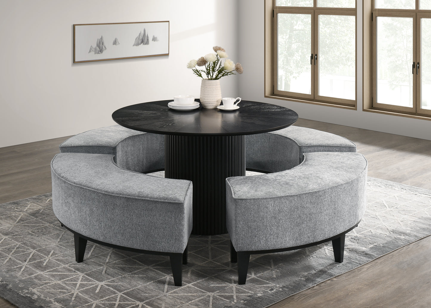 Harmony Solid Wood Dining Table GY-DT-1949 Black ash finish