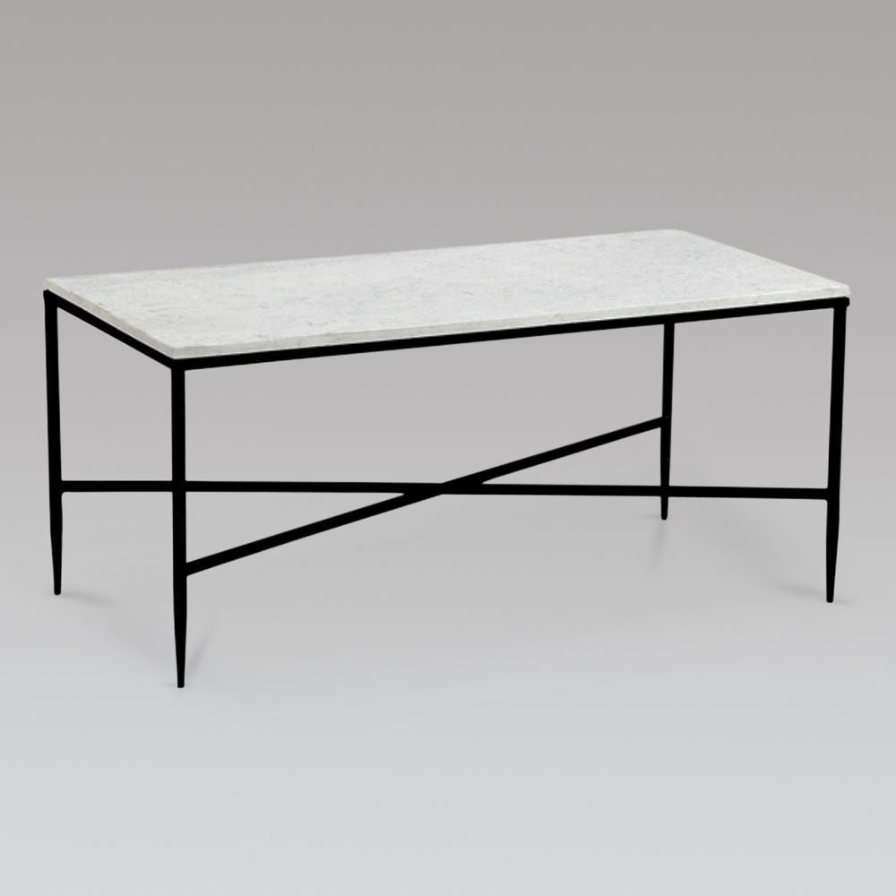 HERBERT Coffee Table Marble Top Black IRON Base