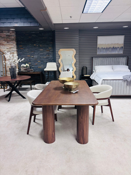 80" HARVEST Dining Table Walnut finish with Straight Legs