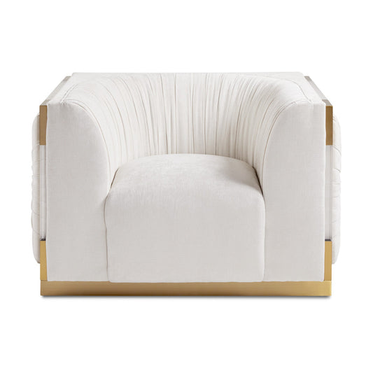 PALOMA Accent Chair GY-AC-8366ACR-BG Contessa Vanilla Fabric Brushed Gold Frame