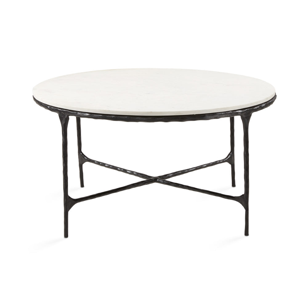 RAMONA ALUMINIUM COFFEE TABLE GY-CT-1001BK WITH WHITE MARBLE BLACK FRAME